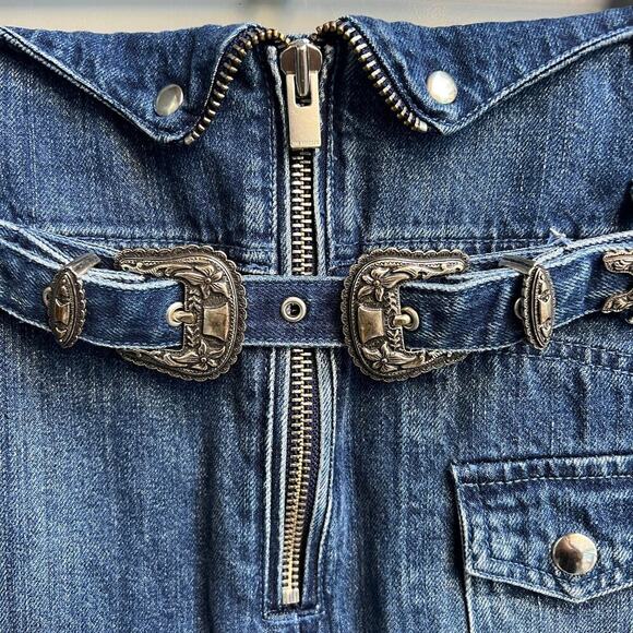 The Kooples Western Double Buckle Denim Mini Skirt Size 1 (Small) - Picture 4 of 7